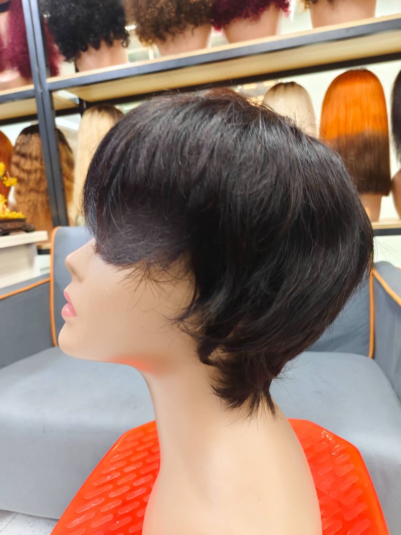 Cheap Short Wigs Human Hair black color Bob Wig Short Curly Pixie Cut Human Hair Wigs_voghion.com