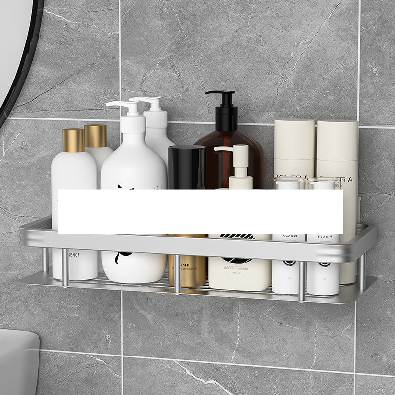 Punch free kitchen storage rack space aluminum bathroom storage rack with water tray suction cup wall mounted ready to use_voghion.com