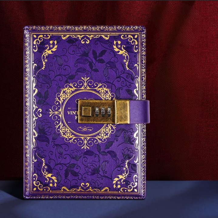 Carnet de notes rétro unisexe avec mot de passe et cadenas, carnet de notes créatif pour étudiant, papeterie_voghion.com