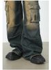 Nirben Vintage Workwear Jeans – Relaxed Fit Cargo Pants With Multi-Pocket Design & Washed Blue Denim (S-XXXL, Distressed Finish)_voghion.com