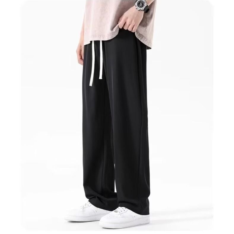 Men's Airflow Wide-Leg Pants – Summer Breathable & Quick-Dry Trousers (M-3XL, Black/Grey, Polyester)_voghion.com