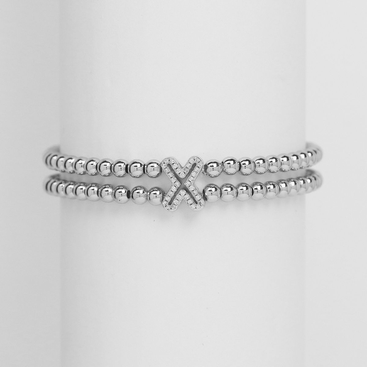 Bracciale elastico con perline a forma di bolla in ottone placcato oro 18 carati, elegante ciondolo con iniziale, corda elastica con 26 lettere e perline_voghion.com