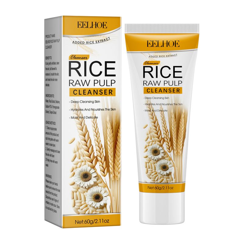 Detergente viso in crema originale EELHOE Rice Deterge i pori, sbiadisce la pelle opaca e delicata, detergente viso in schiuma_voghion.com