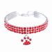 Colorful Alloy Footprint Pendant Pet Necklace Dog Chain Cat Collar Three Rows Of Elastic Rhinestone Pet_voghion.com