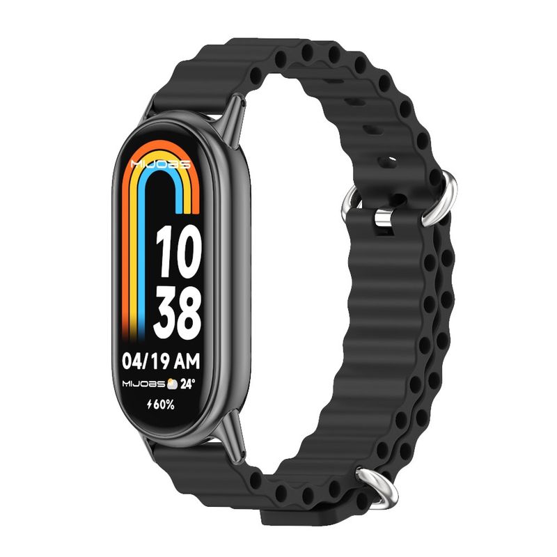 For Xiaomi Mi Band 8 / 9 / 9 NFC Mijobs Marine Silicone Breathable Watch Band(Black)_voghion.com