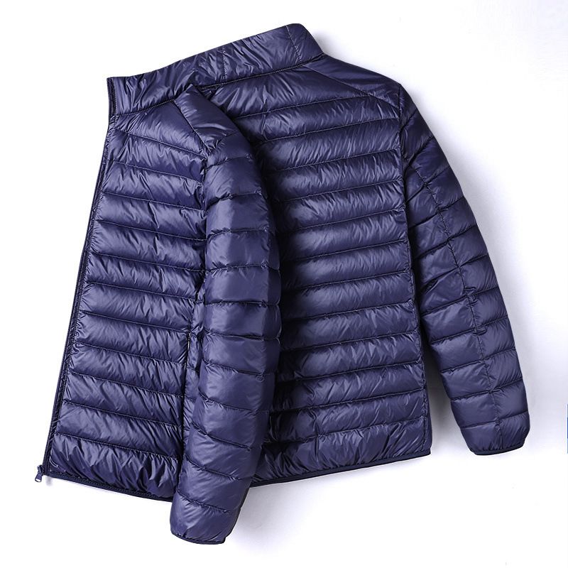 ​Men's Lightweight Down Jacket With Stand Collar, 50% White Duck Down Filling, 550 Fill Power, Slim Fit Baseball Style, Windproof & Warm For Winter​_voghion.com