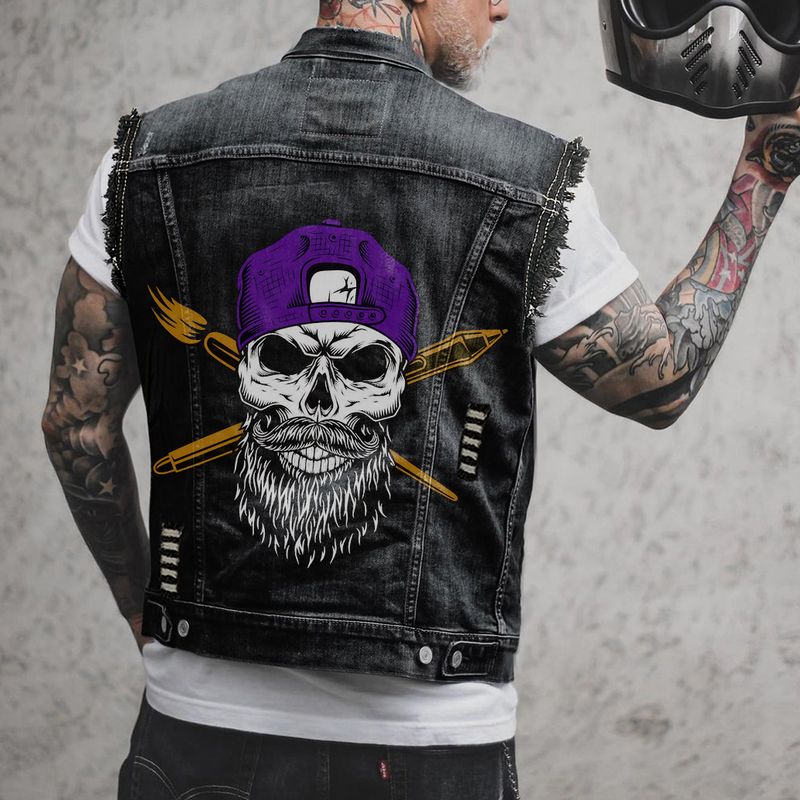 Erkek Moda Punk Yelek Erkek Tek Sıralı Yelek Deri Kot Yelek Erkek Ceket_voghion.com