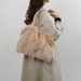 Borsa a tracolla da ascella di grande capacità, stile alla moda e alla moda, in peluche di alta qualità per donna, borsa tote in pelliccia testurizzata_voghion.com