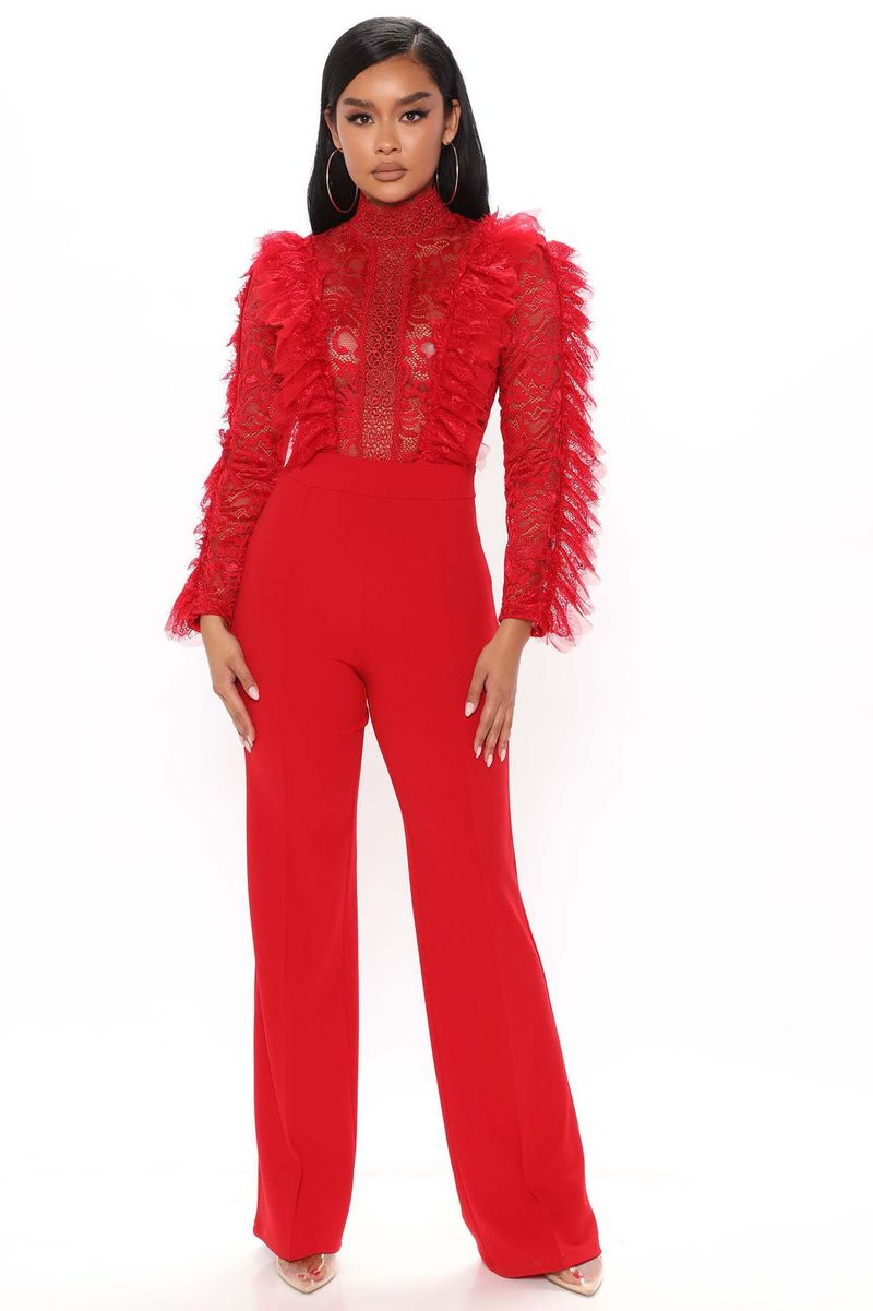 Women's Clothing Autumn And Winter Lace Lace Tassel Trousers Transparent Sexy Jumpsuit_voghion.com