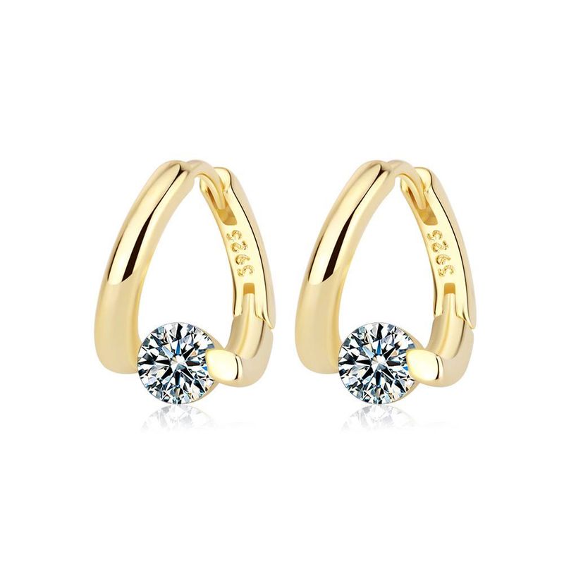 Orecchini corti con diamanti flash di design per donna, con fibbia rotonda e semplice a forma di fila di diamanti_voghion.com