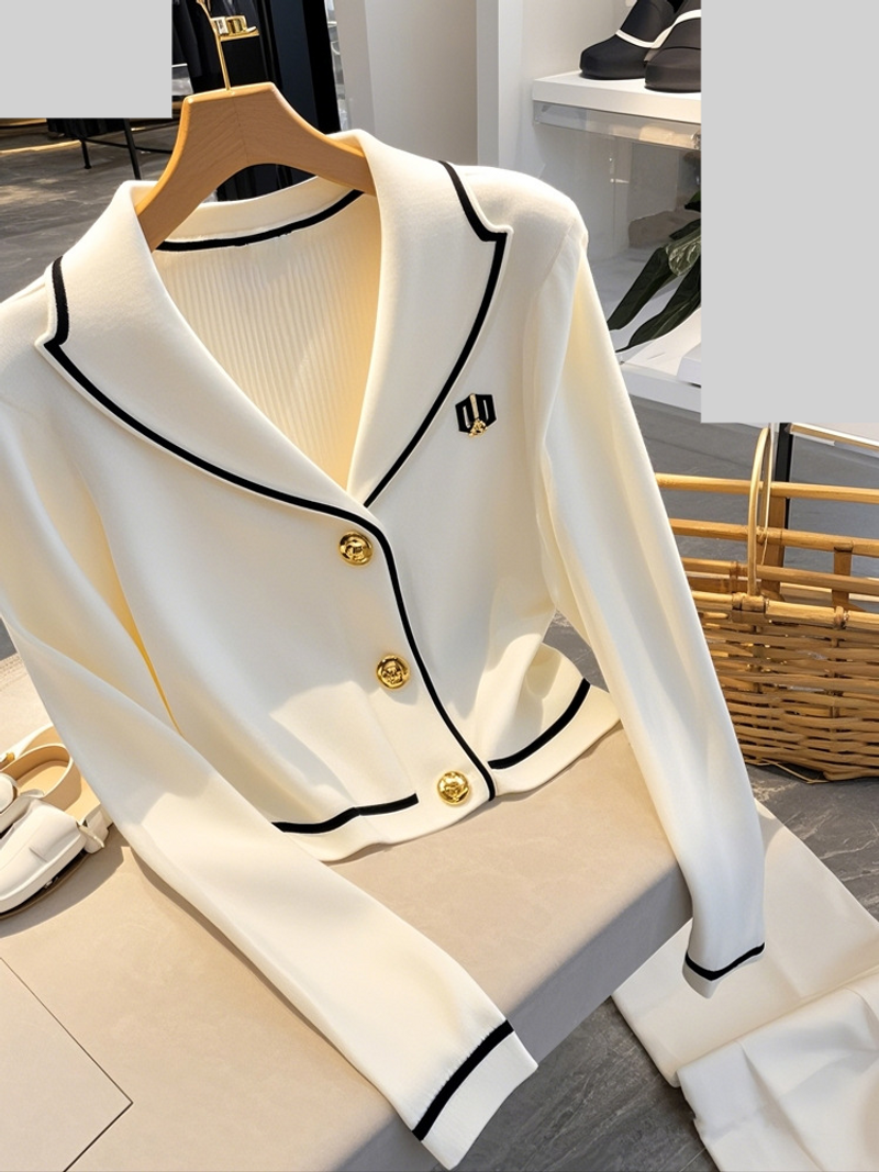 Dameskleding Wit gebreid vest voor dames Vroege herfst Luie stijl Zacht en dun truijack_voghion.com
