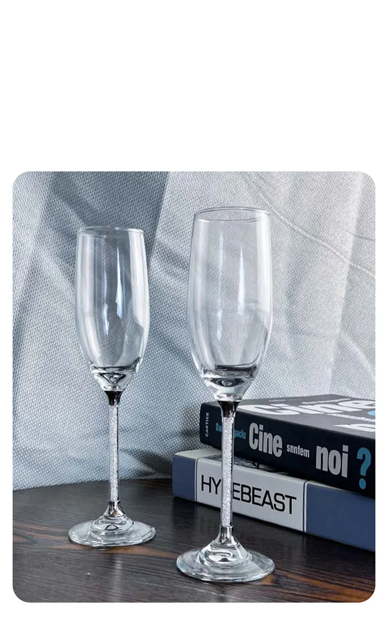 Home & Garden Glass Silver Drill Stem Champagne Glass Hot Product 2 Pack Spot Wholesale Home Wedding Gift High Foot Champagne Glass_voghion.com