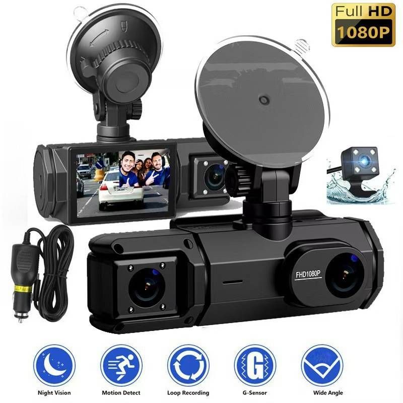 High Definition 1080P Driving Recorder With Three Lenses And Simultaneous Display, Equipped With Reverse Image, Mobile WIFI, Car DVR_voghion.com