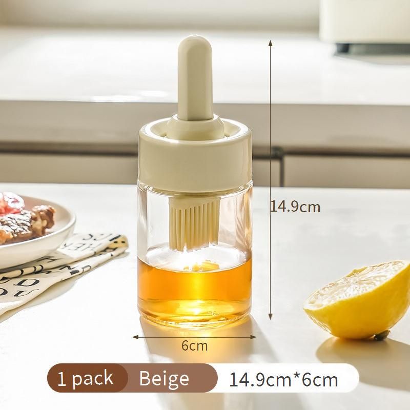 All-in-One Silicone Basting Brush With Glass Bottle - Kitchen Oil Brush Tool For BBQ & Cooking​​_voghion.com