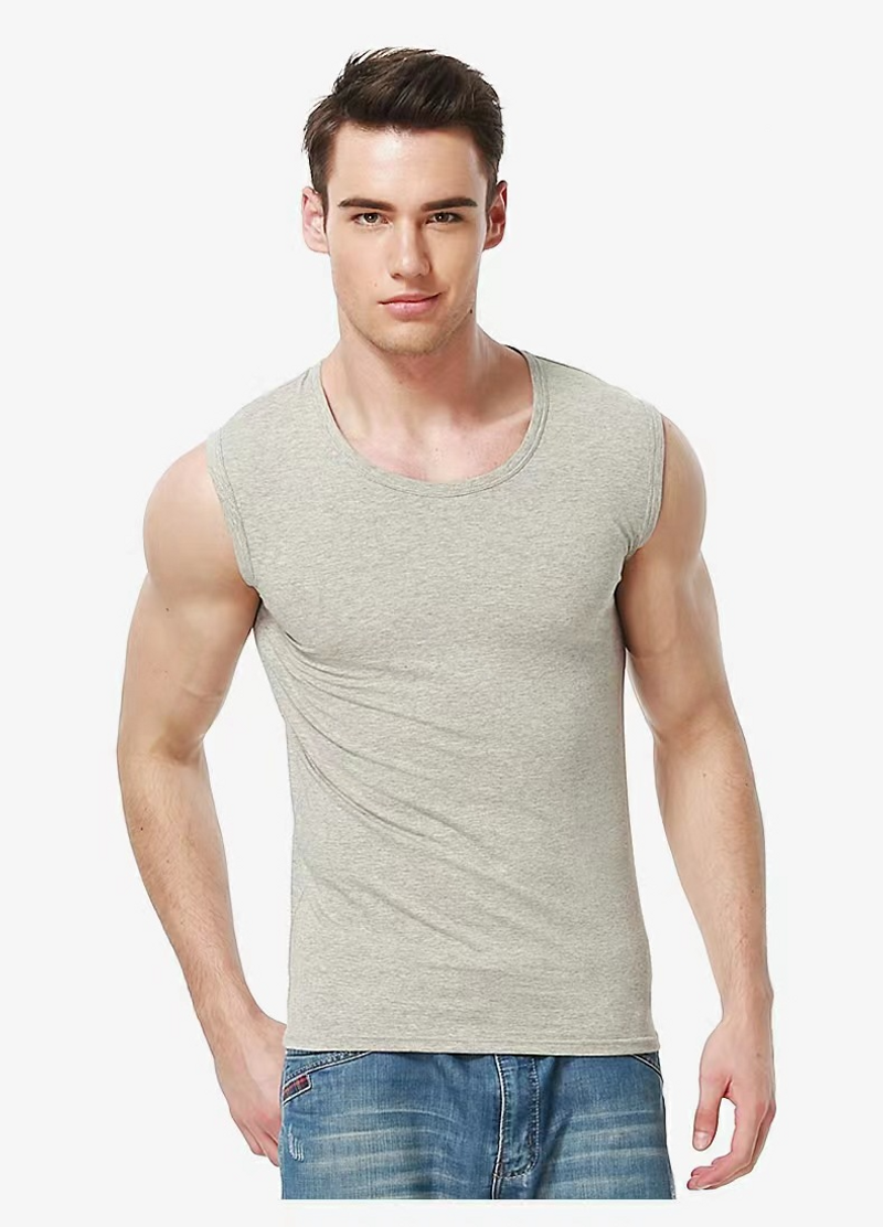 Sous-vêtements pour hommes, gilet à épaules larges, chemise d'été fine, noir et blanc, gilet de sport, fitness, respirant, sans manches_voghion.com