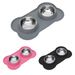 2-in-1 Dog Feeding & Watering Station, Thermoplastic Rubber Pet Bowl Mat With Stainless Steel Dual Bowls, Anti-Spill Pet Feeder, Includes Bowl Holder_voghion.com