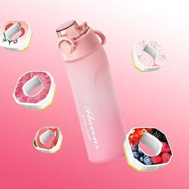 Bottiglia con sapore di frutta giocosa, zucchero, 0 calorie, cannuccia a due colori sfumati, tazza per acqua per bambini (anello venduto)_voghion.com