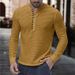 Gestreiftes Henley-Hemd für Herren – Langärmliges Cordhemd zum Zuknöpfen für Freizeit- und Smart-Casual-Kleidung (S-3XL, Gelb/Burgunderrot/Grün/Marineblau)_voghion.com