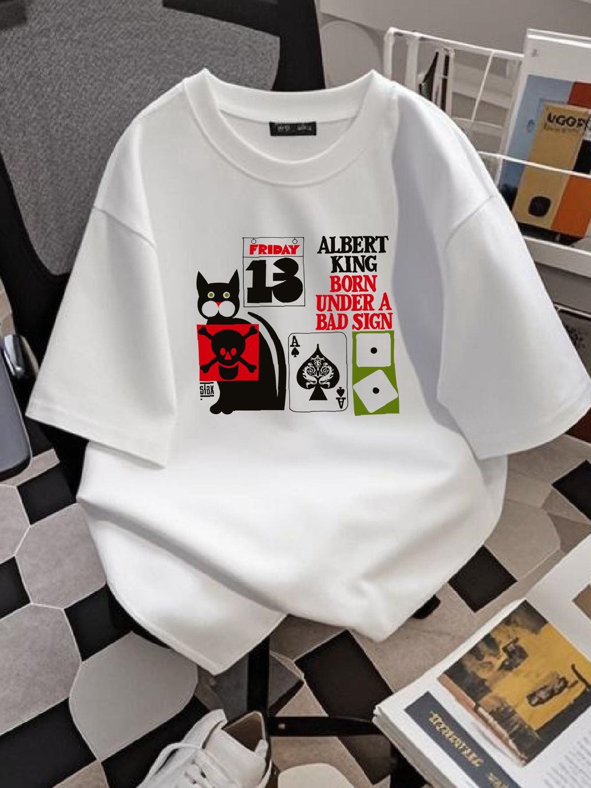 Albert King – Born Under A Bad Sign T-Shirt, Weiß, alle Größen, 3A1030, modisch, lässig, leicht gedehnt, atmungsaktives Sommeroberteil für den Alltag_voghion.com