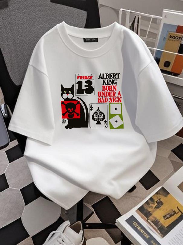 Albert King – Born Under A Bad Sign T-Shirt, Weiß, alle Größen, 3A1030, modisch, lässig, leicht gedehnt, atmungsaktives Sommeroberteil für den Alltag_voghion.com