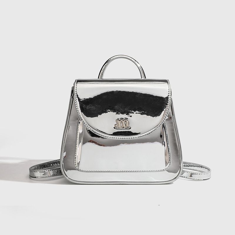 Damentaschen Silberner Rucksack aus Ölwachsleder für Damen, neue Modekette, Handtaschendesign, Nischen-Reiserucksack_voghion.com