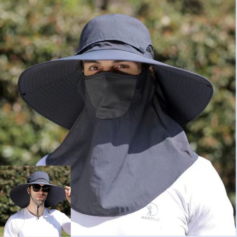 Mode UV-bescherming Heren Zon Unisex Ademend Snel drogend Visserspet Brede rand met afneembare klep Zomer Vissershoed_voghion.com