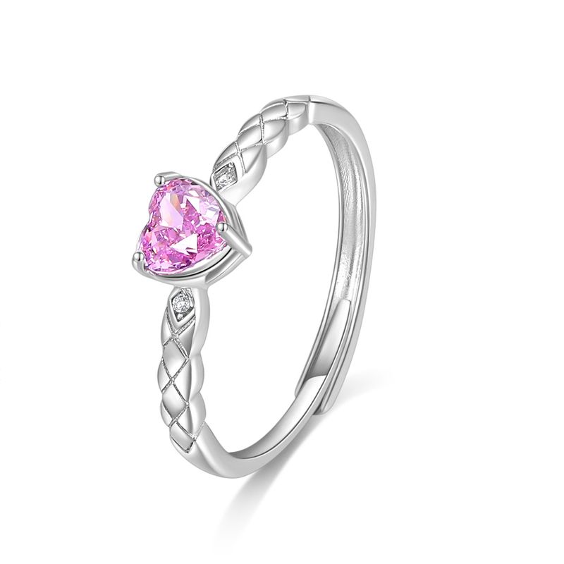 S925 Sëlwerring fir Fraen Léift Zirkon Oppene Ring Séiss Nischedesign Zeigefangerring Internet Promi Verstellbare Ring_voghion.com