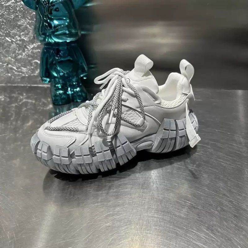 Thick-Soled High-End Tire Sole Dad 2025 New Breathable Thin Style Tucker Shoes Genuine Leather White Sneakers_voghion.com