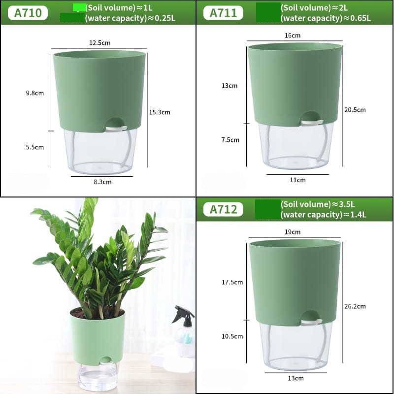 Garden Supplies Automatic Water Absorbing Flower Pot Large Capacity Plastic Water Storage Pot Planting Artifact Intelligent Irrigation Transparent Pot_voghion.com