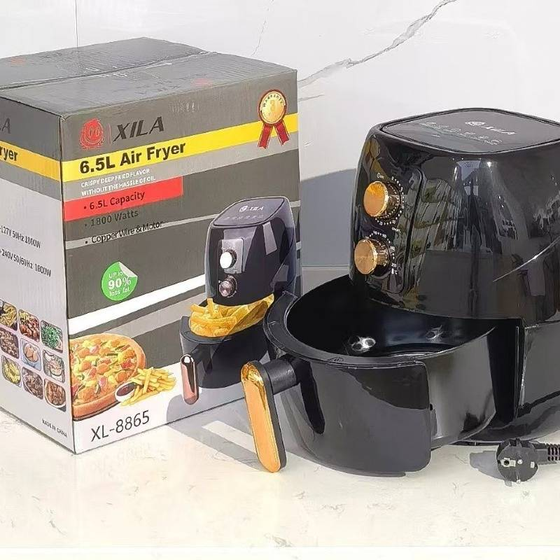 Friteuse à air grande capacité 6,5 L/6,8 L/8,5 L, commande mécanique standard européenne, puissance 1800 W, panier antiadhésif, cuisson sans huile pour toute la famille._voghion.com