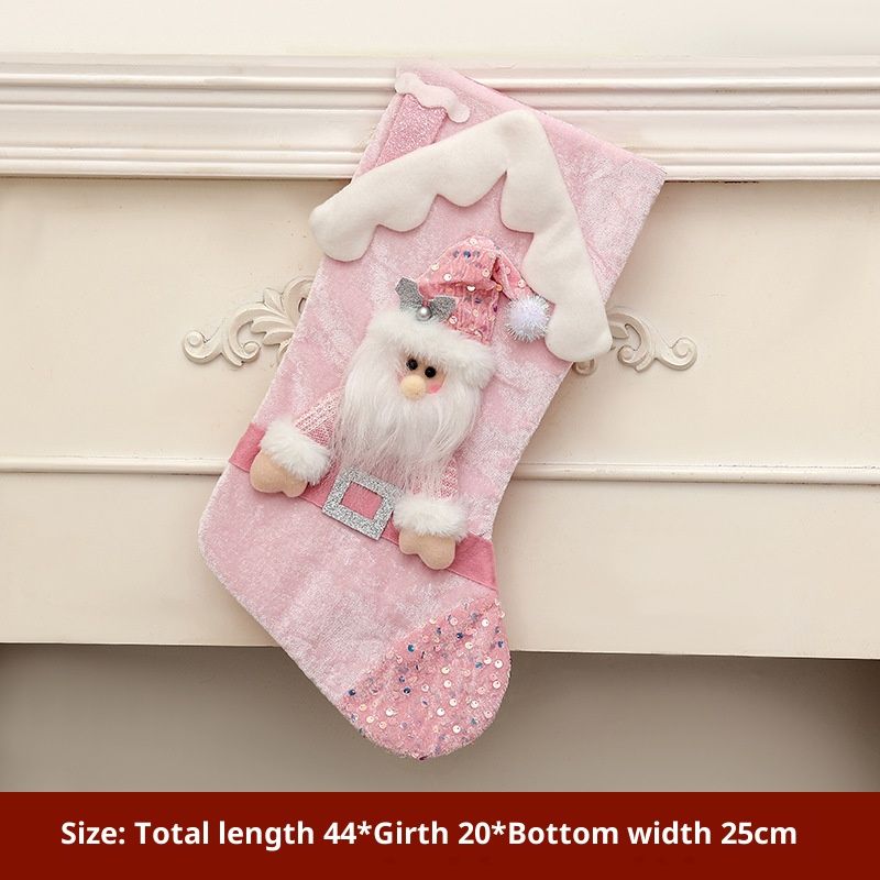 Glitzernde Weihnachtsstrümpfe für Kinder – Festliche Weihnachtssocken mit Schneemann-, Rentier- und Weihnachtsmann-Motiven – Dekorative Geschenktüten_voghion.com