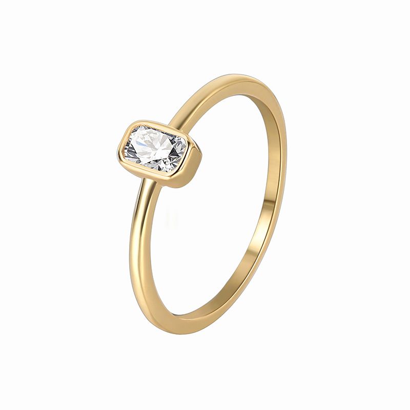 Bague carrée simple en zircon pour femme, design de niche frais et polyvalent, haut de gamme, à la mode française_voghion.com