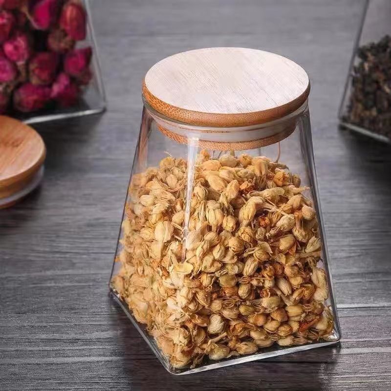 Square Glass Storage Jar With Airtight Bamboo Lid - 800ml Multi-Purpose Kitchen Canister (Modern Stackable Design BPA-Free & Eco-Friendly)​_voghion.com