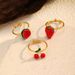Set di gioielli da donna alla moda, dolce e carino, con frutta squisita, anello in acciaio inossidabile placcato oro, anello per mignolo._voghion.com
