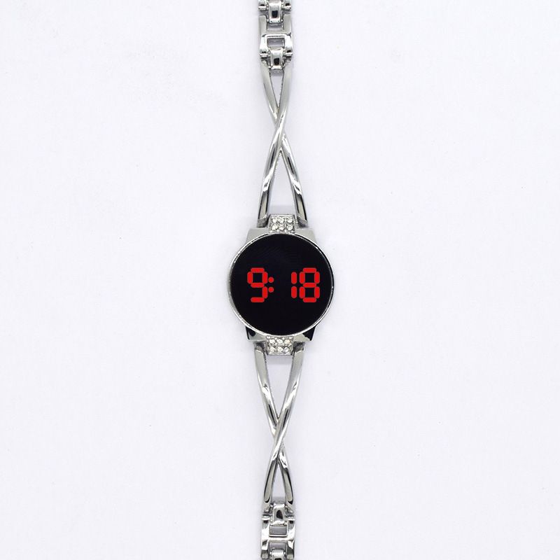Novo relógio LED da moda Xiaoxiangfeng com tela sensível ao toque, pulseira de aço decorativa para mulheres, pulseira eletrônica para estudantes_voghion.com