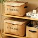 Haushalts-Baumwollleinen-großer Wäschekorb für Snacks und Spielzeug mit Deckel, faltbar, multifunktional, Kleiderschrank-Organizer, Aufbewahrungsbox_voghion.com