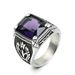 Herrenring mit lila Amethyst-Stein, Edelstahl, Größe 7, 8, 9, 10, 11, 12, 13–15, Punk, Retro, Vintage, cooles Vatertagsgeschenk für Papa_voghion.com