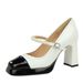 Women's Shoes Chunky Heel Mary Jane Shoes, Square Toe, Waterproof Platform, Low Mouth, Color Block, One Strap Pearl High Heel Single Shoes_voghion.com
