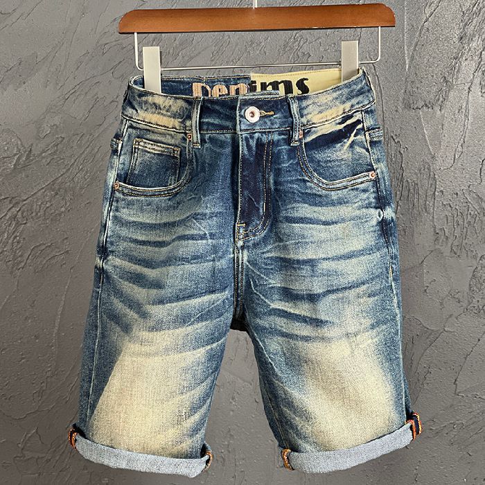 Men's Clothing New Men's Denim Stretch Shorts Summer Thin Style Trendy Retro Simple Versatile Youth Style_voghion.com