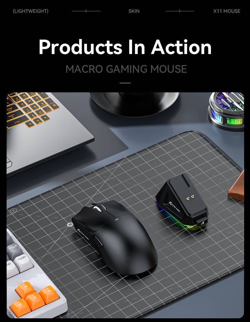 Attack Shark X11 Tri-mode Bluetooth Wireless Gaming Mouse With With Magnetic Charging Dock Lightweight Anti Slip Mouse PixArt PAW3311 Sensor 22K DPI_voghion.com