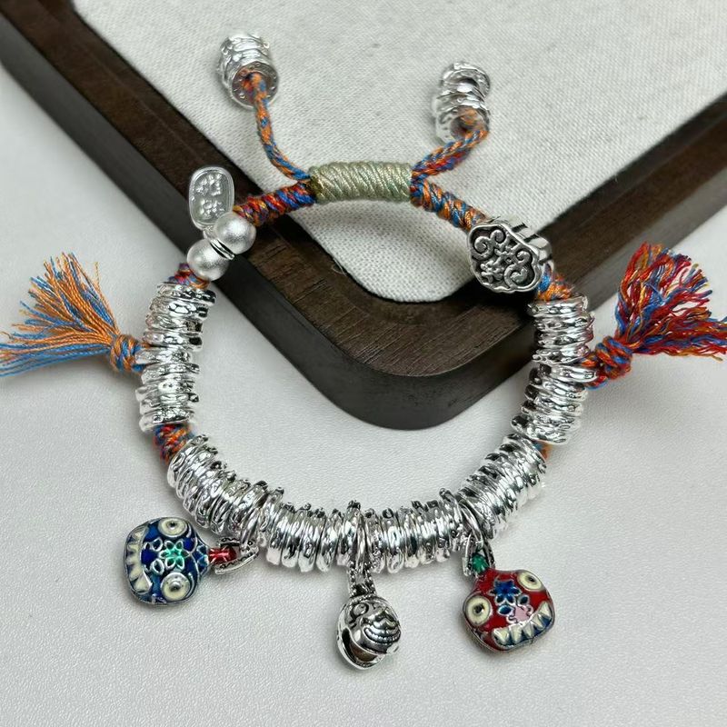 Bracciale portafortuna e ricchezza in argento puro 999 placcato argento blu, per uomini e donne, design di nicchia_voghion.com