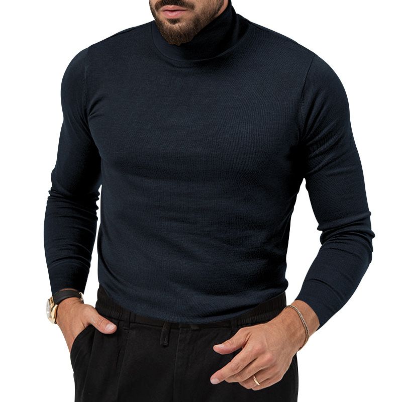 Nouveauté automne/hiver 2025 : Pull en cachemire tricoté à col montant et très extensible – Sous-vêtement thermique épais pour jeunes hommes_voghion.com