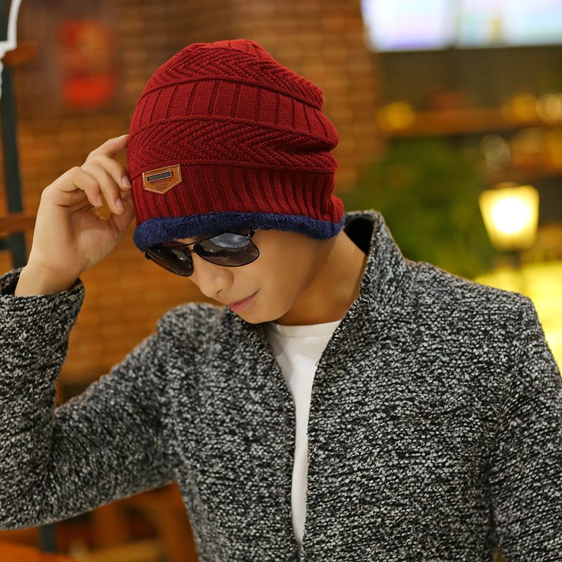 New Men's Has Wih Plush Insulaion For Auumn And Winer, Korean Version Rendy Ha, Cycling Ear Proecion Knied_voghion.com