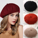 New Arrivals Women Girl French Artist Warm Wool Beanie Hat Cap Vintage Plain Beret Hats Solid Color Elegant Lady Winter Caps_voghion.com