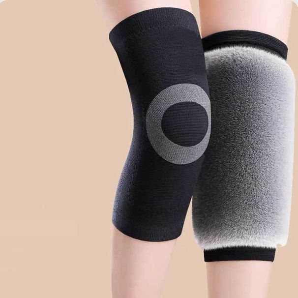 Fleece-Lined Thickened Knitted With Straps Autumn Winter, Cold-Proof Warm Knee Pads For Men And Women_voghion.com