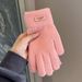 Solid Color Knitted Wool Gloves Winter Unisex Couple Style Thickened Warm Cold-Proof Student Outdoor Cycling Touchscreen_voghion.com