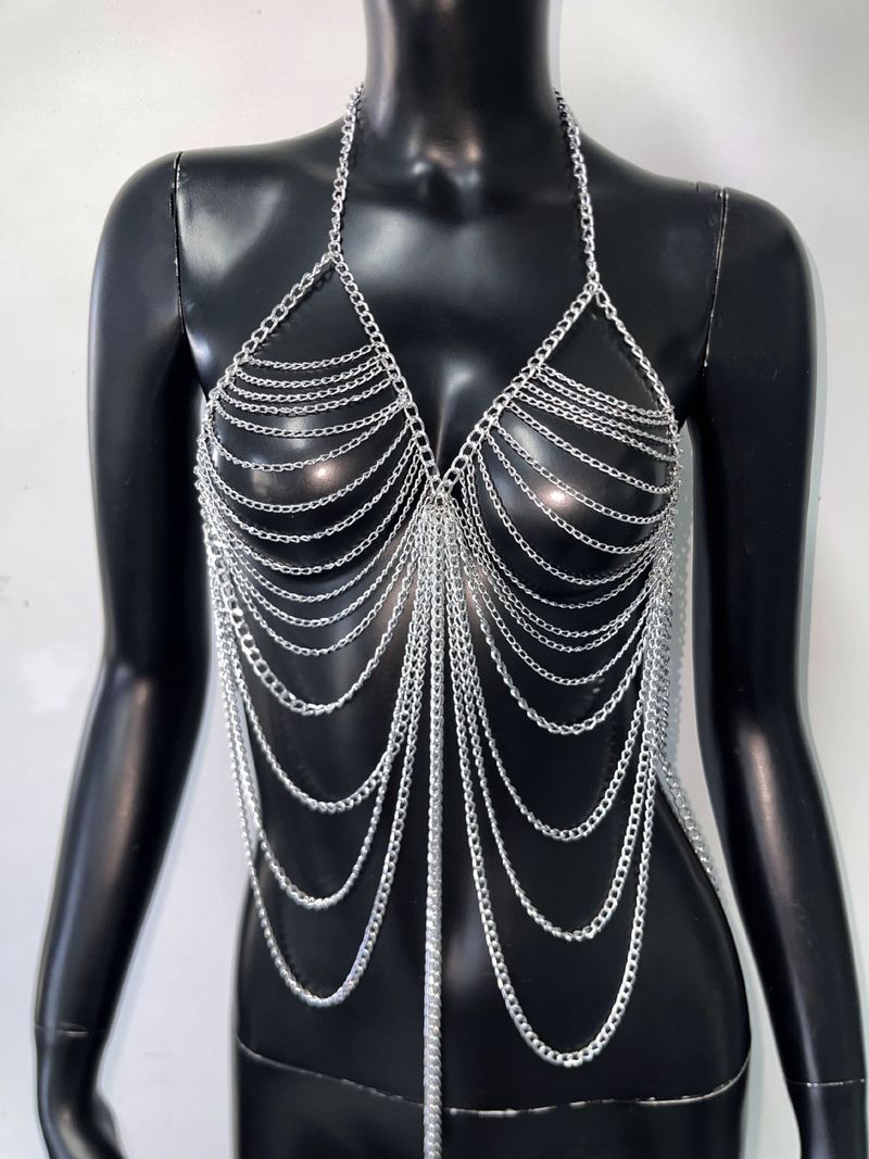 Hot Girl Metal Body Chain Sexy Chest Chain Music Festival Yökerho Muoti Body Chain Rintaketju_voghion.com