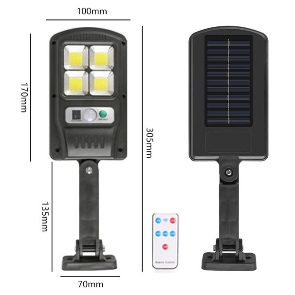 Hareket Sensörlü ve Uzaktan Kumandalı Güneş Enerjili Dış Mekan Duvar Lambası, Yol, Bahçe ve Veranda İçin Su Geçirmez LED Bahçe Lambası_voghion.com