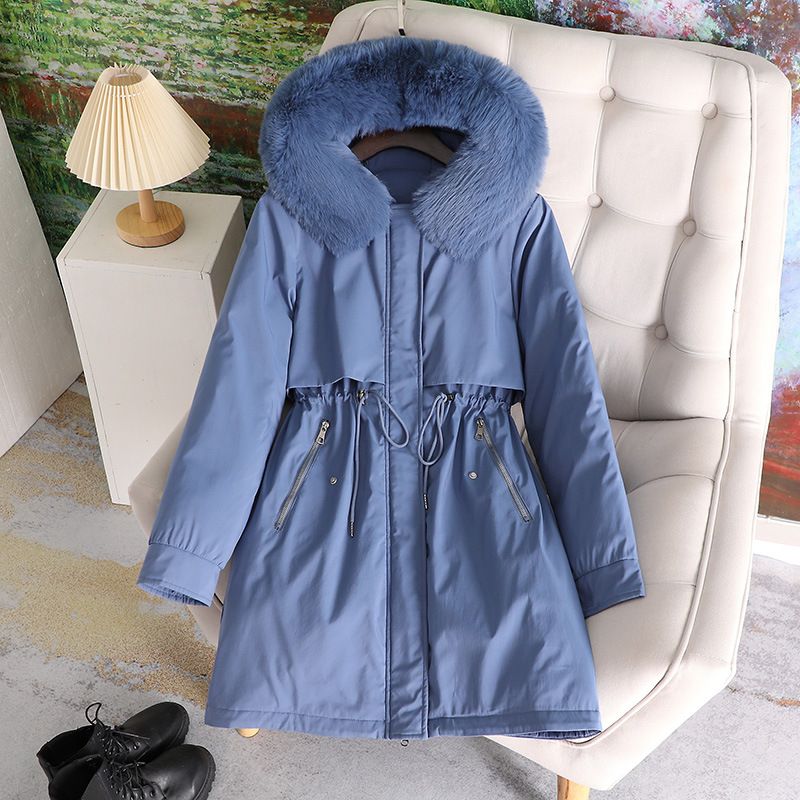 Women's Clothing Cotton Jacket Women's Medium and Long Fashion Waist Cotton Jacket Thick Large Size Coat_voghion.com