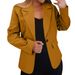 Eleganter Herbstblazer für Damen – Langärmliger Büro-Cardigan mit V-Ausschnitt und Taschen, lässiges Stretch-Polyester_voghion.com